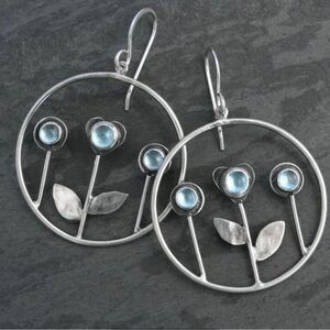 Blue Flower Blossom Earrings BRAND NEW